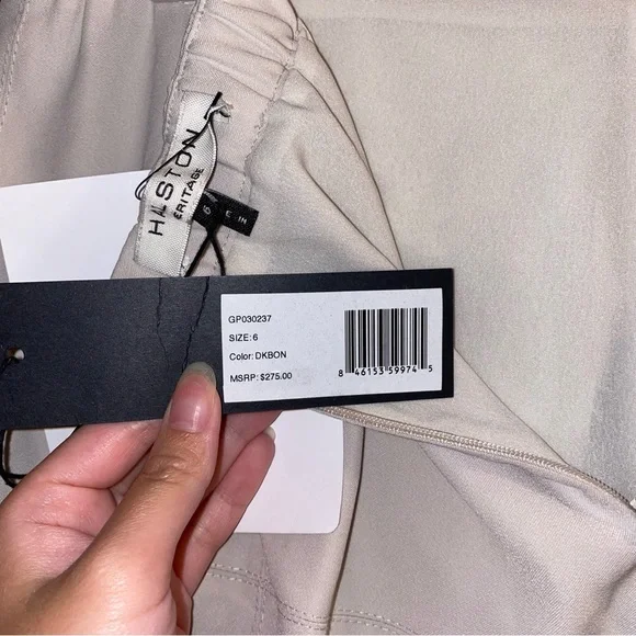 NWT $275 Halston Heritage Beige Knee Length Zipper Skirt w/ Pockets 6